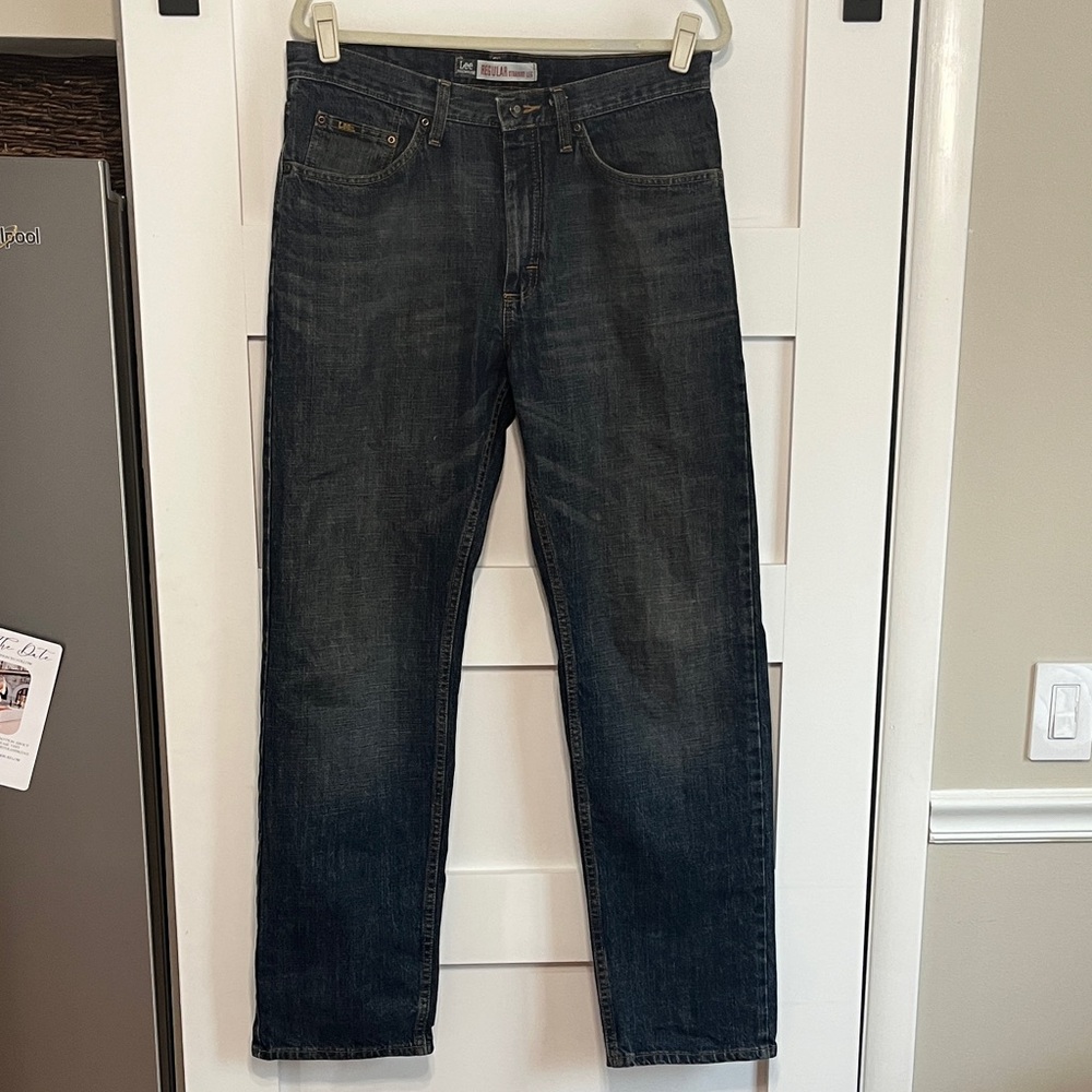 Lee Men's Straight Jeans in Dark Blue Wash